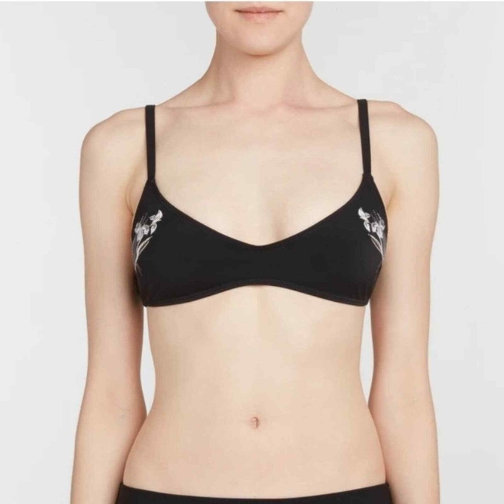 Alstrae Embroidered Iris Bralette Top Women Size S Black Floral